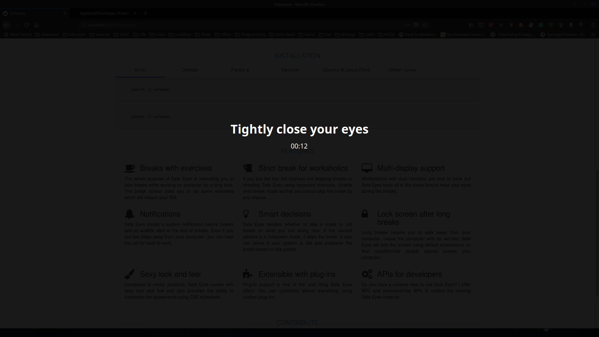 Screenshot of SafeEyes