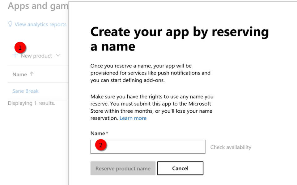 Reserve app name